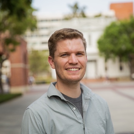 Portrait of Patrick Turley on the USC campus